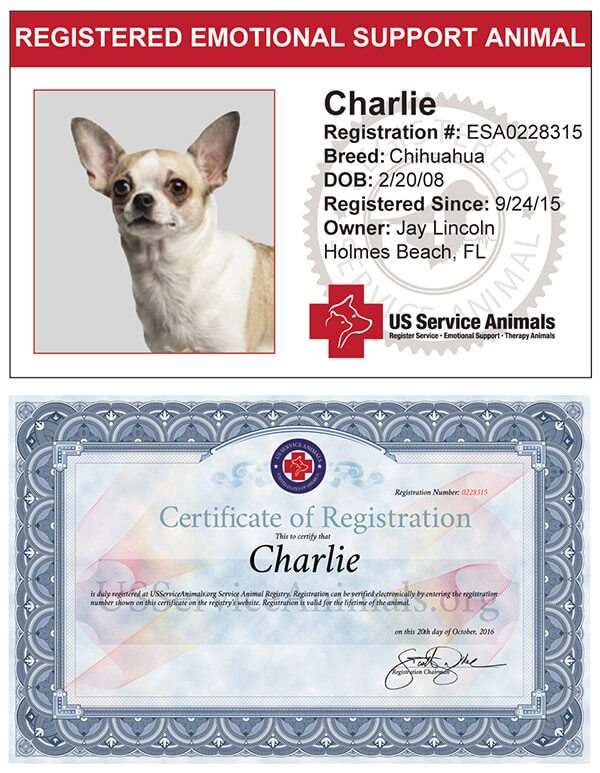 Emotional Support Animal ID And Certificate